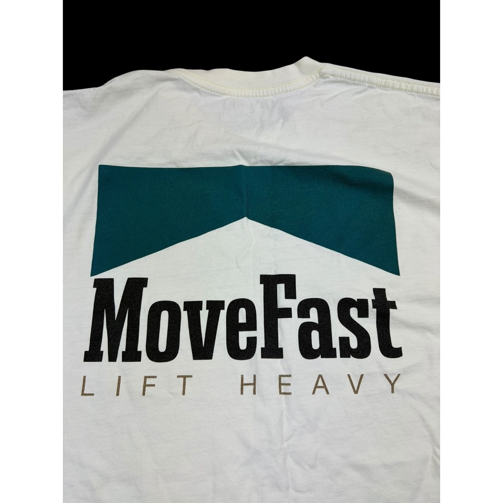 MFLH Move Fast Lift Heavy Mens White Marlboro Parody Graphic T-Shirt Size Large